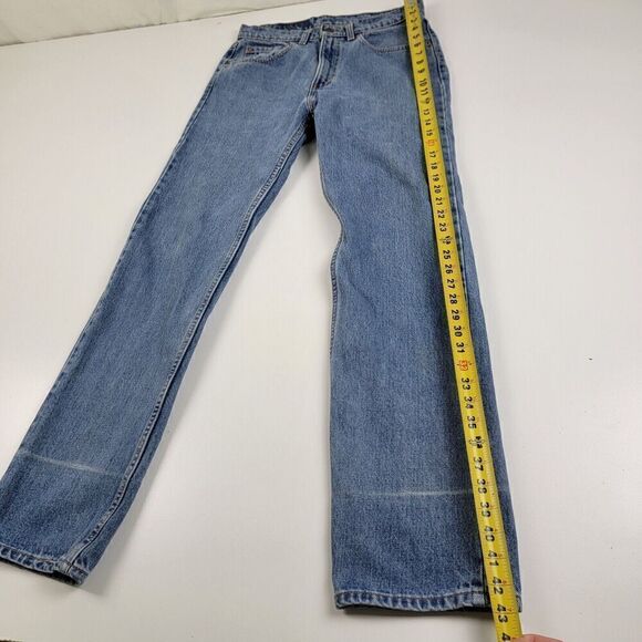Vintage 90s Levis 505 Jeans Men 31x32 Blue Straight Leg Distressed Grunge - Picture 6 of 15